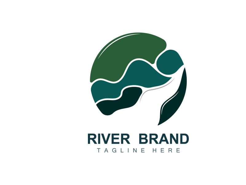 River Logo Design, River Creek Vector, Riverside Illustration With A Combination Of Mountains And Nature, Product Brand