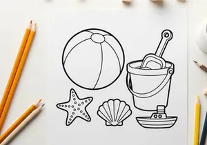 Beach summer essentials flat design vector illustration
