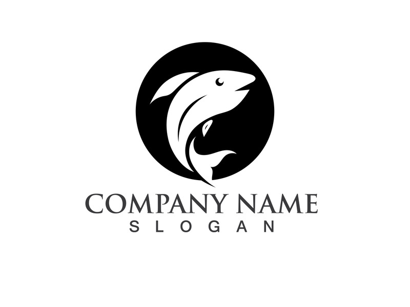 Fish jump logo animal vector