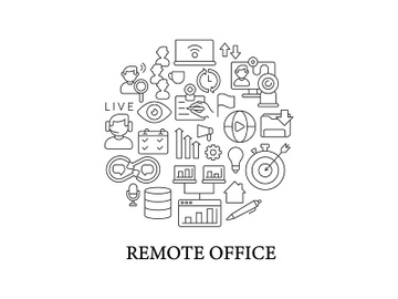 Remote office abstract linear concept layout with headline preview picture