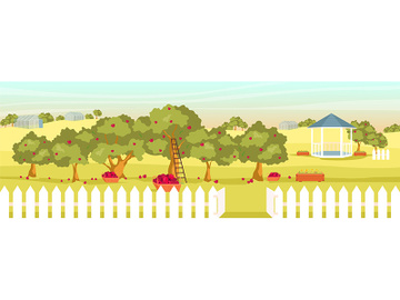 Apple garden flat color vector illustration preview picture