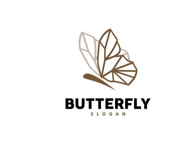 Butterfly Logo Design Beautiful Flying Animal, Company Brand Icon Illustration