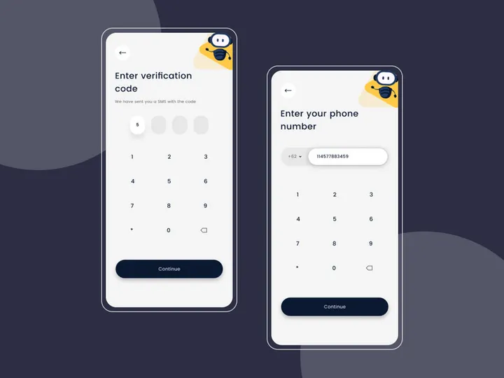 Couple concept screens for Verification step