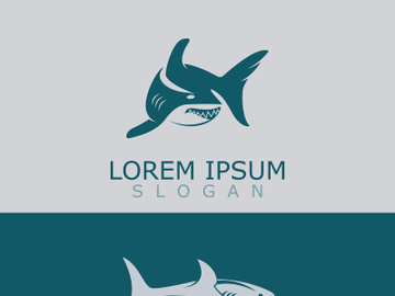 Shark Logo animal sea design icon vector silhouette template preview picture