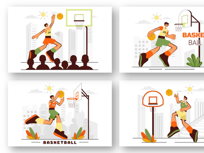 9 Playing Basketball Illustration