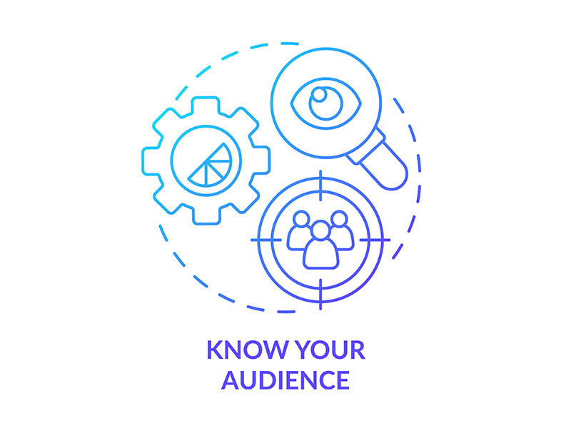 Know your audience blue gradient concept icon