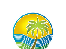 Palm tree summer logo template vector illustration