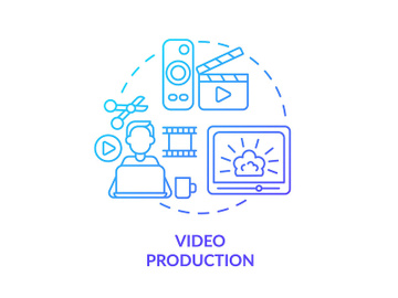Video production blue gradient concept icon preview picture