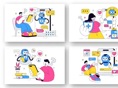 10 Medical Chatbot Vector Illustration