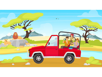 African expedition flat vector illustration preview picture