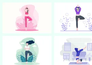 18 Yoga or Meditation Flat Design Illustration