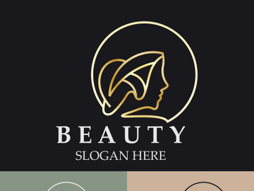 Woman Beauty care logo. Nature face saloon and spa design flat vector preview picture