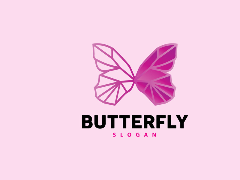 Butterfly Logo Design Beautiful Flying Animal, Company Brand Icon Illustration