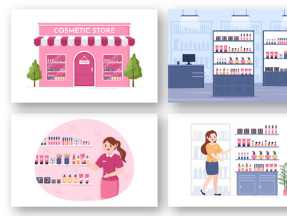 12 Cosmetics Store Illustration