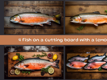 Fish on a cutting board with a lemon preview picture