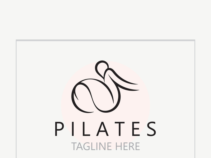 Abstract Pilates Logo, Yoga identity body balance vector monoline Design Template. wellness lifestyle