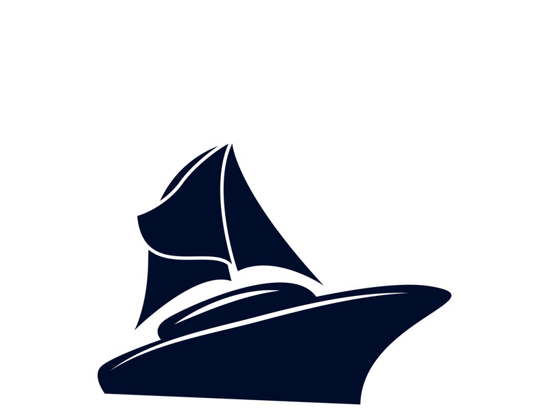 Sailboat boat on sea ocean wave with logo design simple ship