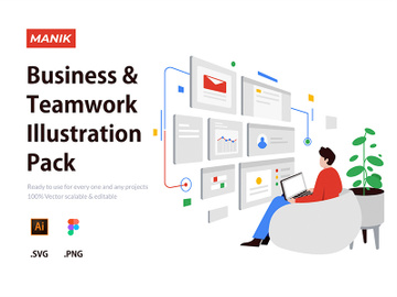 Business strategy & Teamwork Illustration Pack preview picture