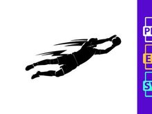 Dynamic volleyball player in action diving for the ball