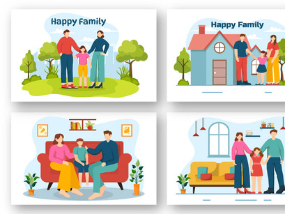 12 Happy Family Illustration