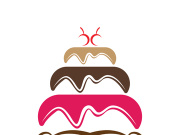 Sweet cake template logo design vector illustration of silhouette with cherries