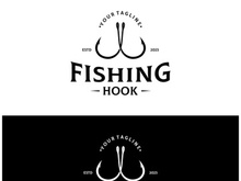 fishing hook logo design, fishing bait, fishing shop, tournament, angler, fishing community