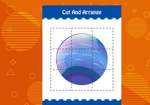 10 Pages Cut and arrange with a planet worksheet for kids. Educational game for children