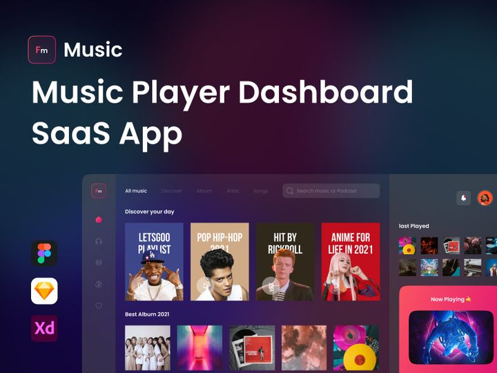 FM Music - Music Player Dashboard Saas App