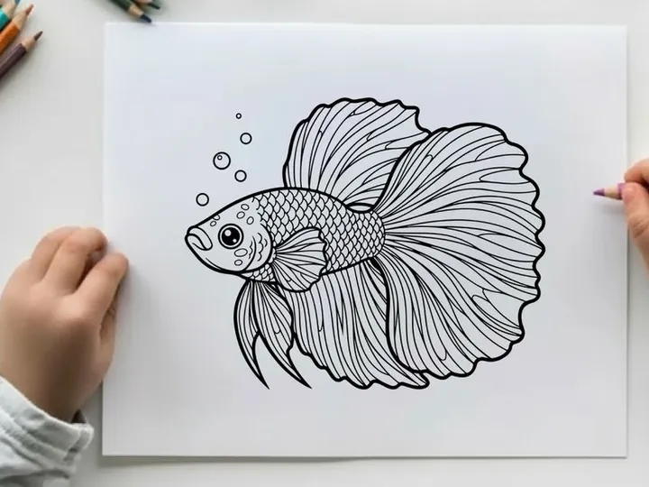 Betta fish swimming vector illustration flat design