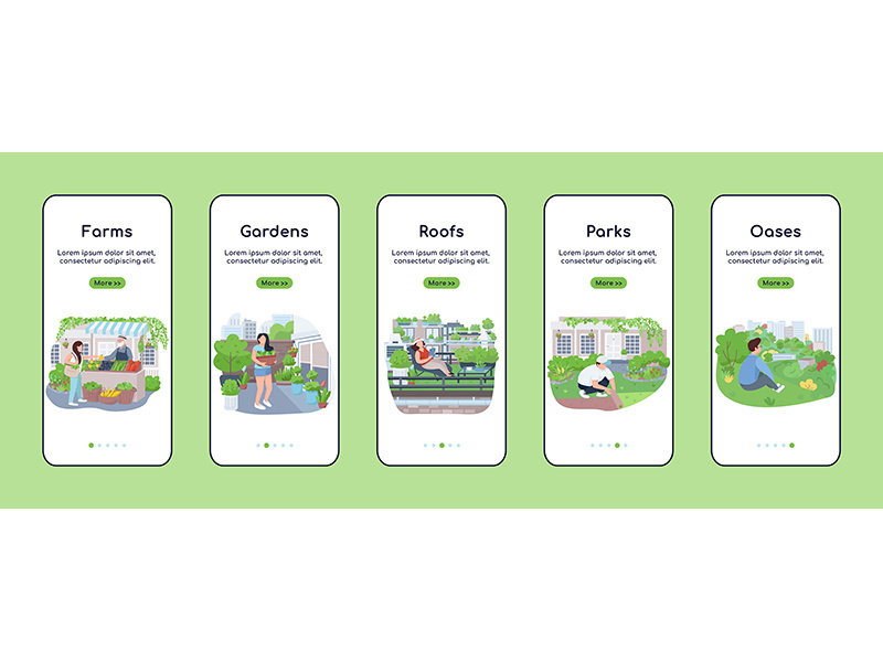 City green zones onboarding mobile app screen flat vector template