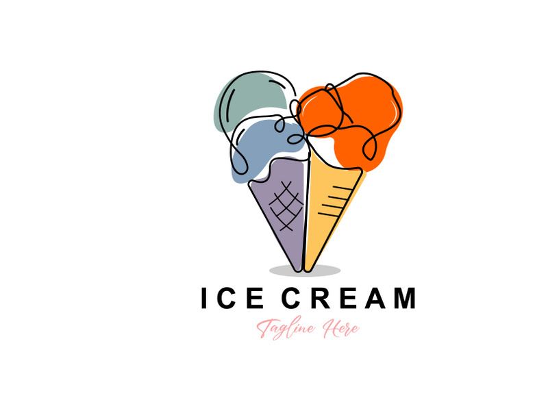 Ice Cream Logo Design, Fresh Sweet Soft Cold Food Illustration, Children's Favorite Vector, Product Brand