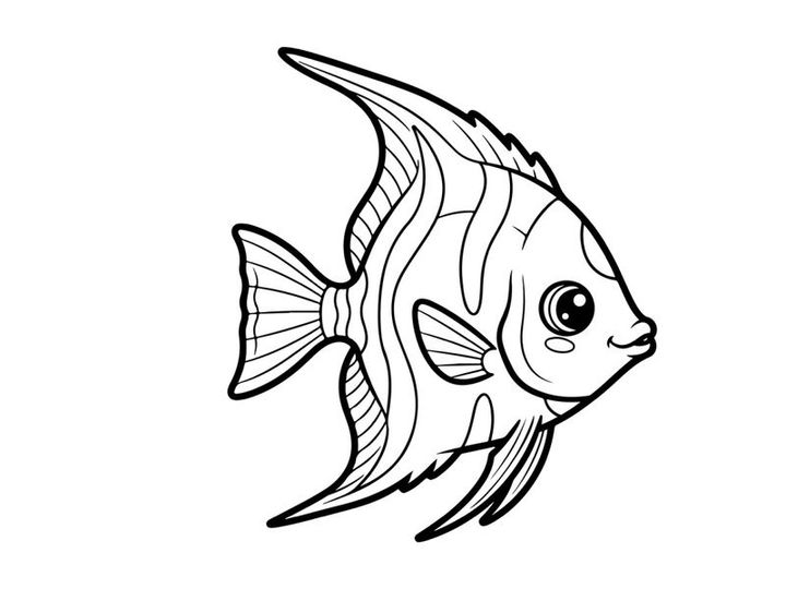 Angelfish swimming underwater vector illustration flat design