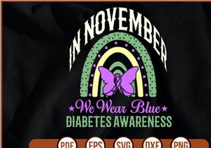 in november we wear blue diabetes awareness t shirt Design