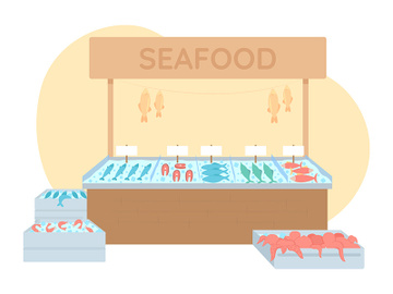 Fish market 2D vector isolated illustration preview picture