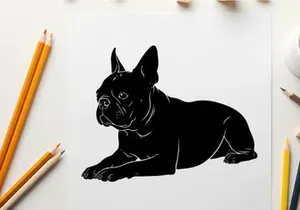 Silhouette of a french bulldog laying down