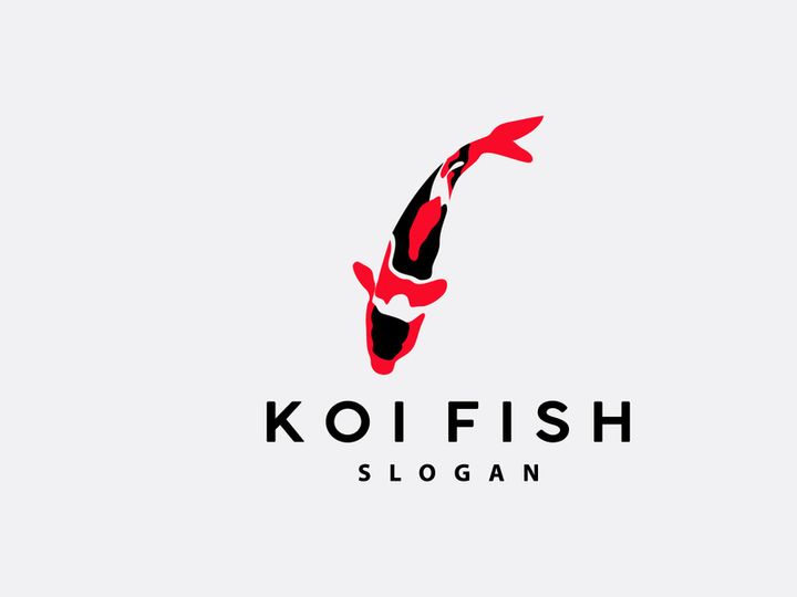 Koi Fish Logo Design, Ornamental Fish Vector