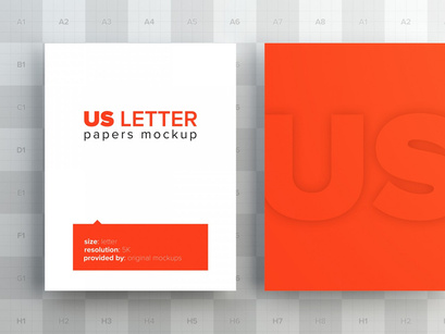 US Letter Papers Mockup