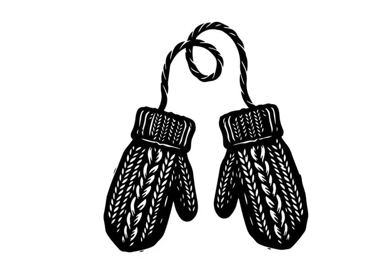 Winter Christmas Mittens with String for Kids and Adults