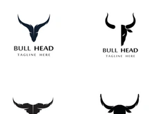 Retro vintage bull head horns logo.