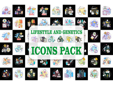 Patient genetics and lifestyle assessment concept icons set preview picture