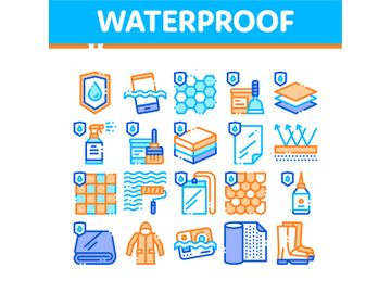 Waterproof Materials Vector Thin Line Icons Set preview picture