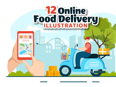 12 Online Food Delivery Illustration