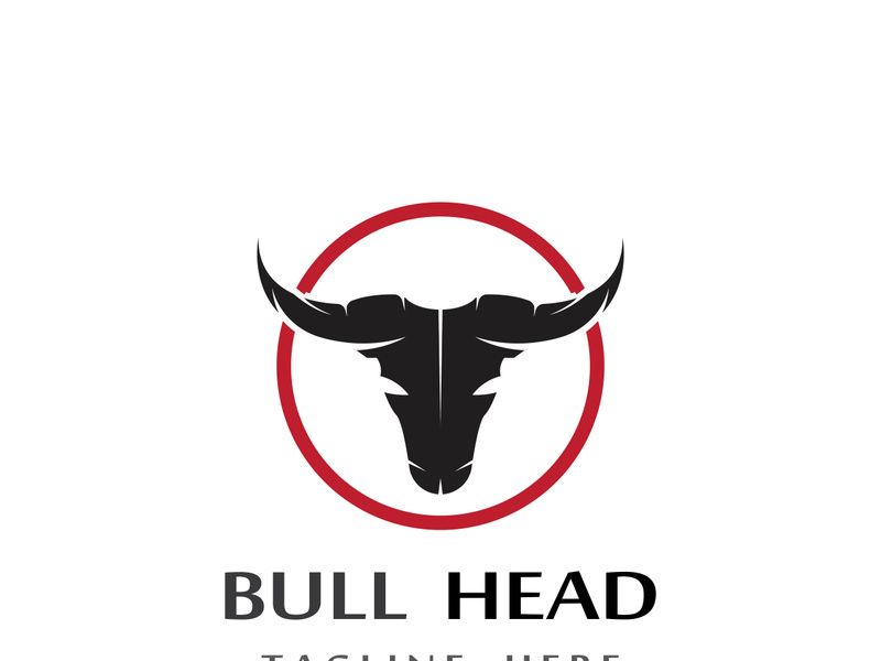 Retro vintage bull head horns logo.