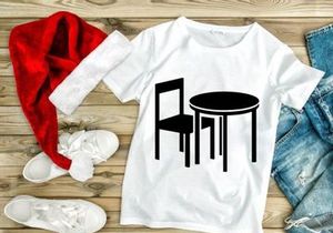Round table and chair silhouette