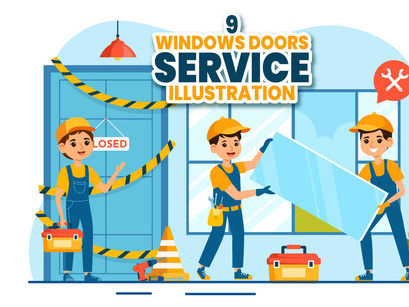 9 Windows and Doors Service Illustration