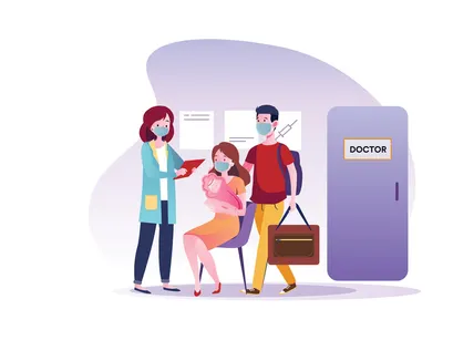 M105_People wearing mask Illustrations