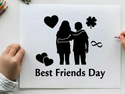 best friends day hug flat design vector illustration