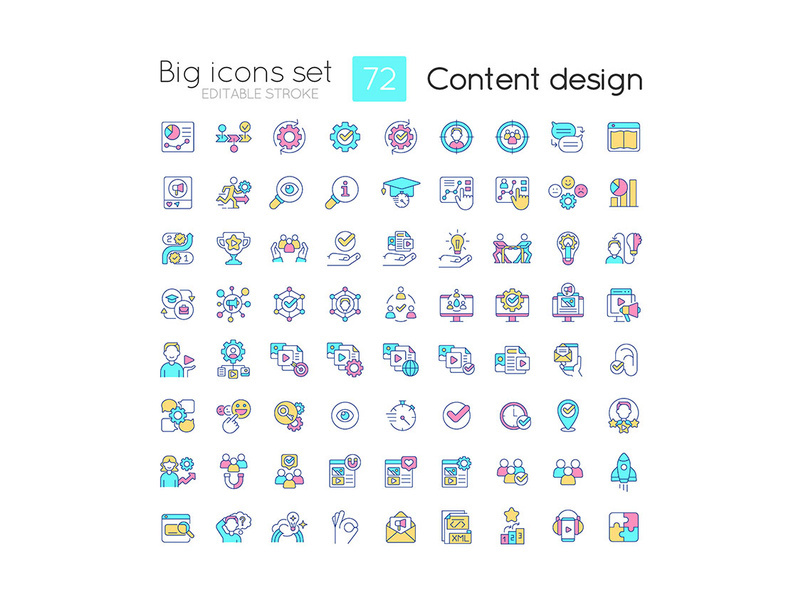 Content design RGB color icons set