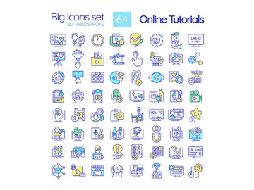 Online tutorials RGB color icons set preview picture