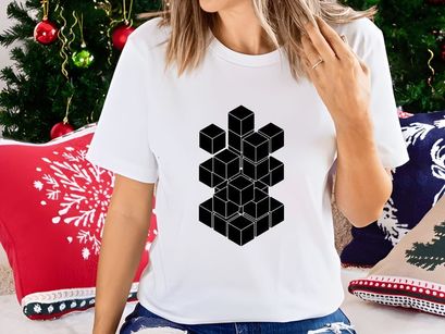 Abstract 3D Geometric Black Cubes Stack Isolated Vector Illustration